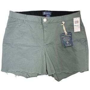 Democracy Women's 20W Green 5"‎ Shorts Ab Solution High Rise Raw Hem Slimming